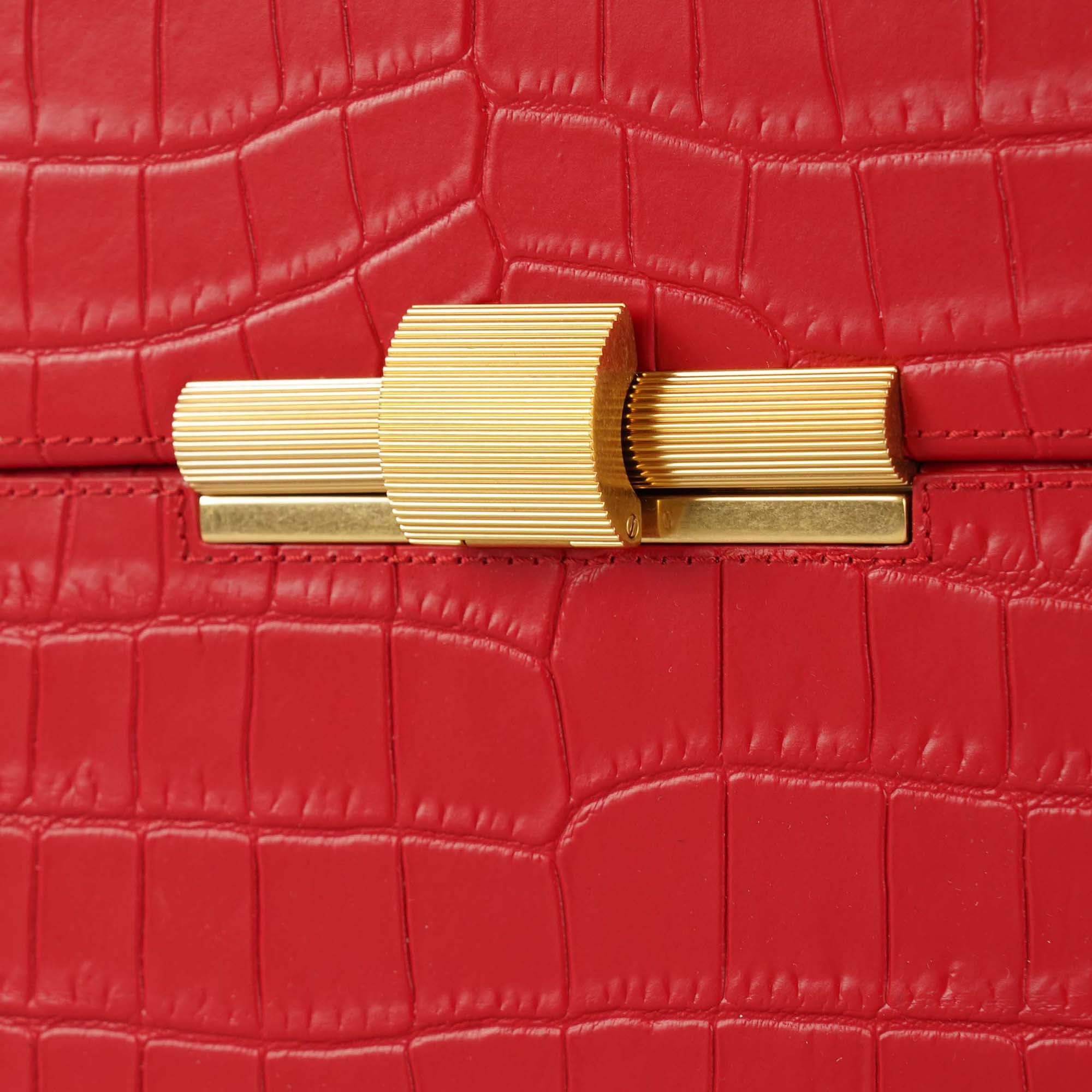 Bottega Veneta - Red Crocodile Embossed Leather Daisey Tote Bag 